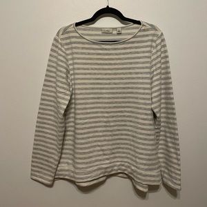 L.L. Bean Super Soft Long Sleeve Shirt, Gray & White Striped